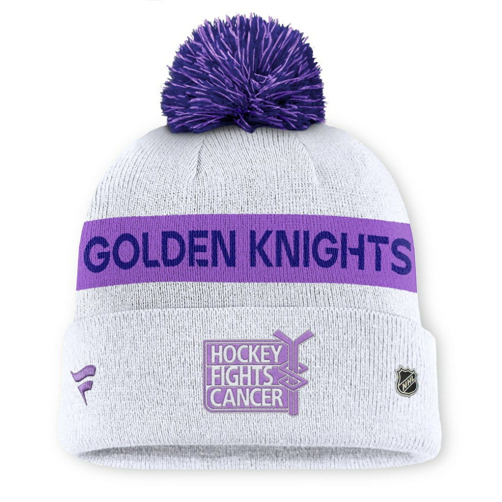 NHL Vegas Golden Knights Fanatics Hockey Fights Cancer Cuffed Knit Hat with Pom