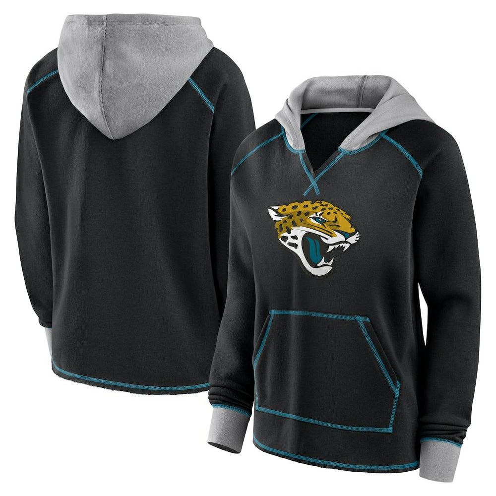 Logo Athletic Women's Boom Fleece Pullover V-Neck Hoodie - Jacksonville Jaguars Hoodies