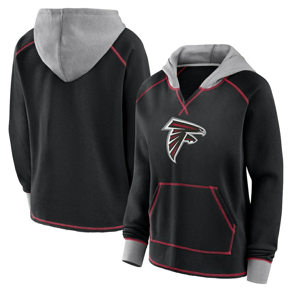 Logo Athletic Women's Boom Fleece Pullover V-Neck Hoodie - Atlanta Falcons Hoodies