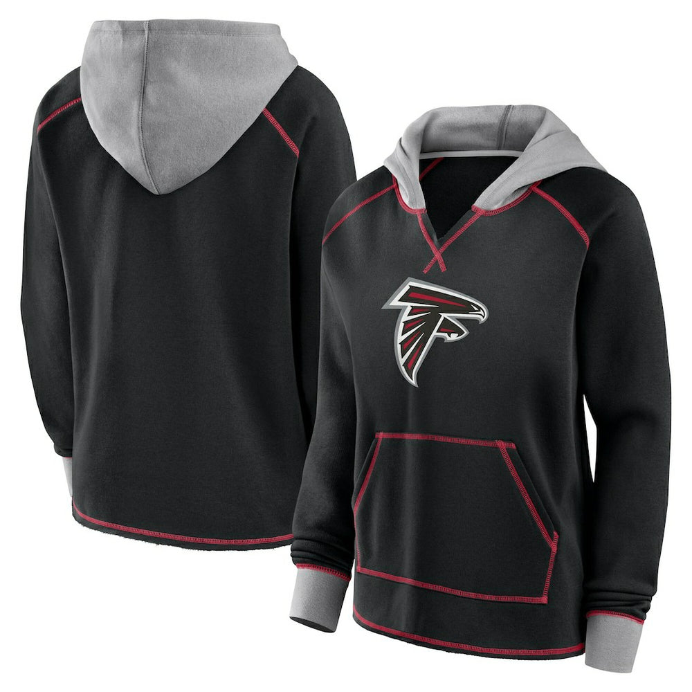 Logo Athletic Women's Boom Fleece Pullover V-Neck Hoodie - Atlanta Falcons Hoodies