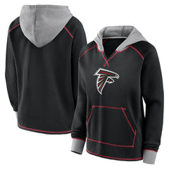 Logo Athletic Women's Boom Fleece Pullover V-Neck Hoodie - Atlanta Falcons Hoodies