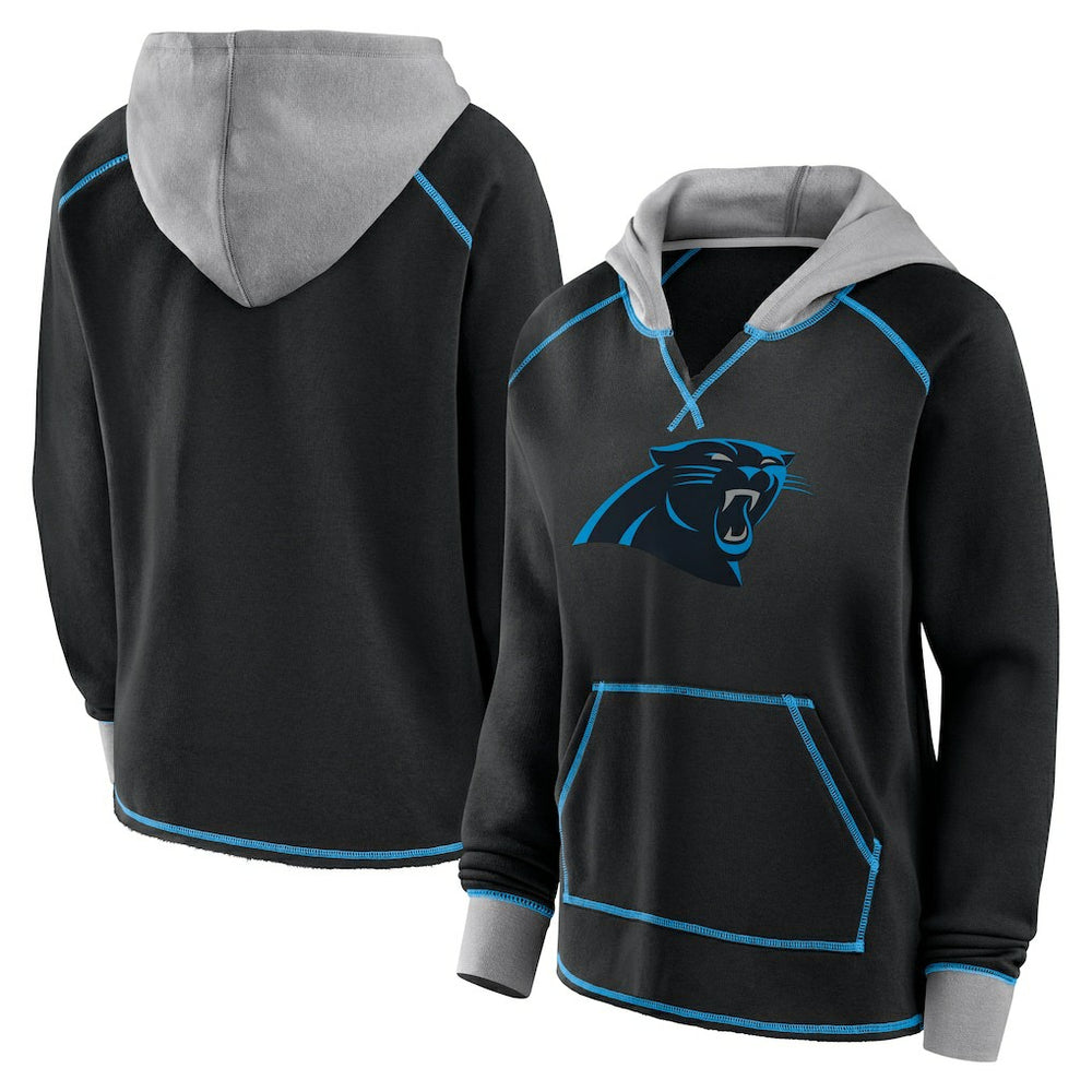 Logo Athletic Women's Boom Fleece Pullover V-Neck Hoodie - Carolina Panthers Hoodies