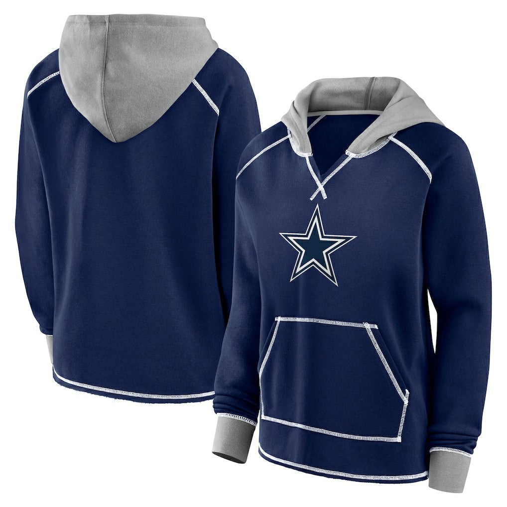 Logo Athletic Women's Boom Fleece Pullover V-Neck Hoodie - Dallas Cowboys Hoodies