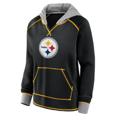 Logo Athletic Women's Boom Fleece Pullover V-Neck Hoodie - Pittsburgh Steelers Hoodies