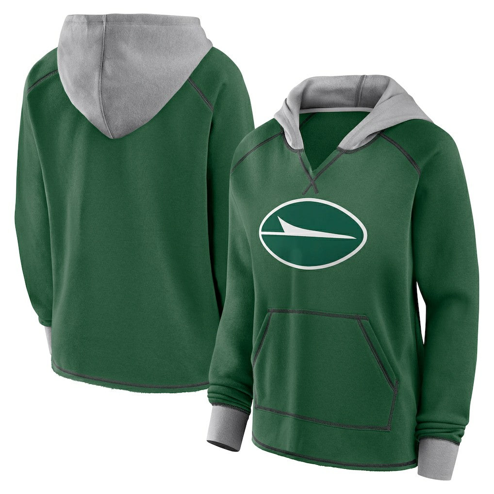 Logo Athletic Women's Boom Fleece Pullover V-Neck Hoodie - New York Jets Hoodies