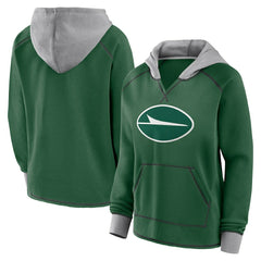 Logo Athletic Women's Boom Fleece Pullover V-Neck Hoodie - New York Jets Hoodies