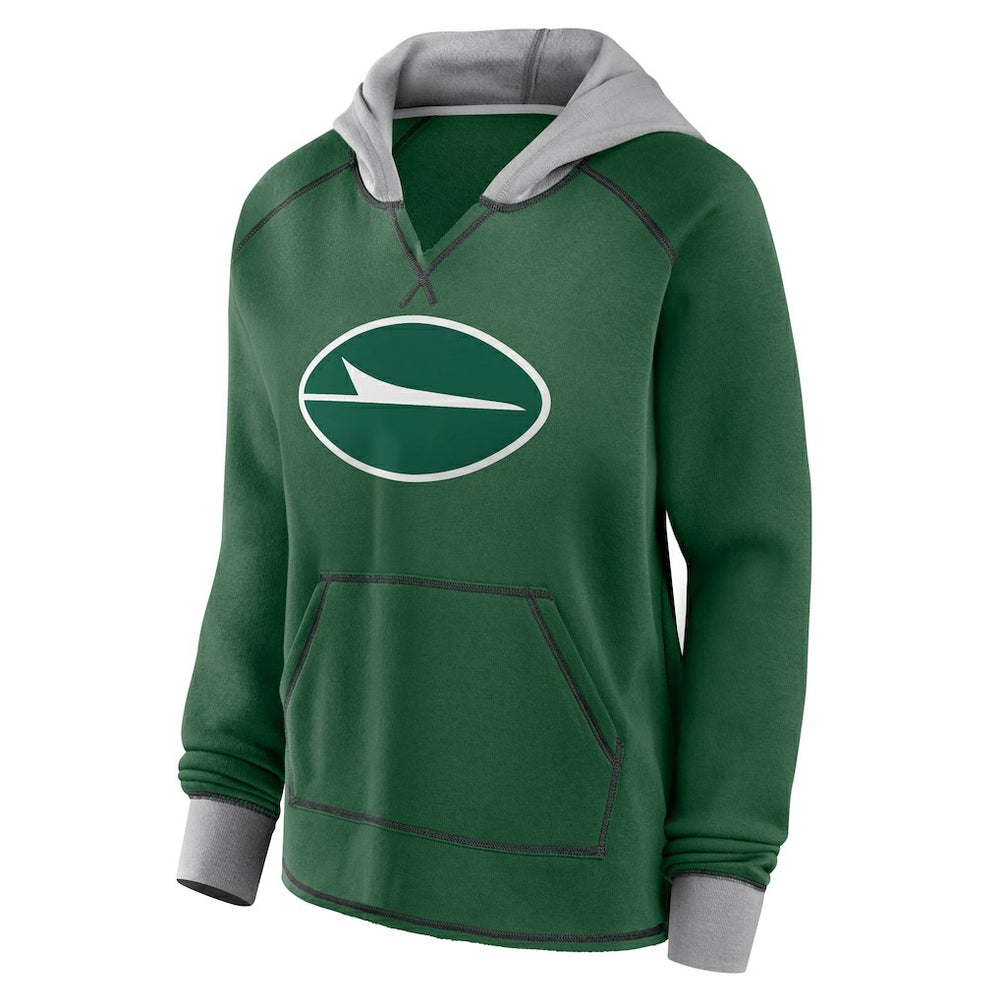 Logo Athletic Women's Boom Fleece Pullover V-Neck Hoodie - New York Jets Hoodies