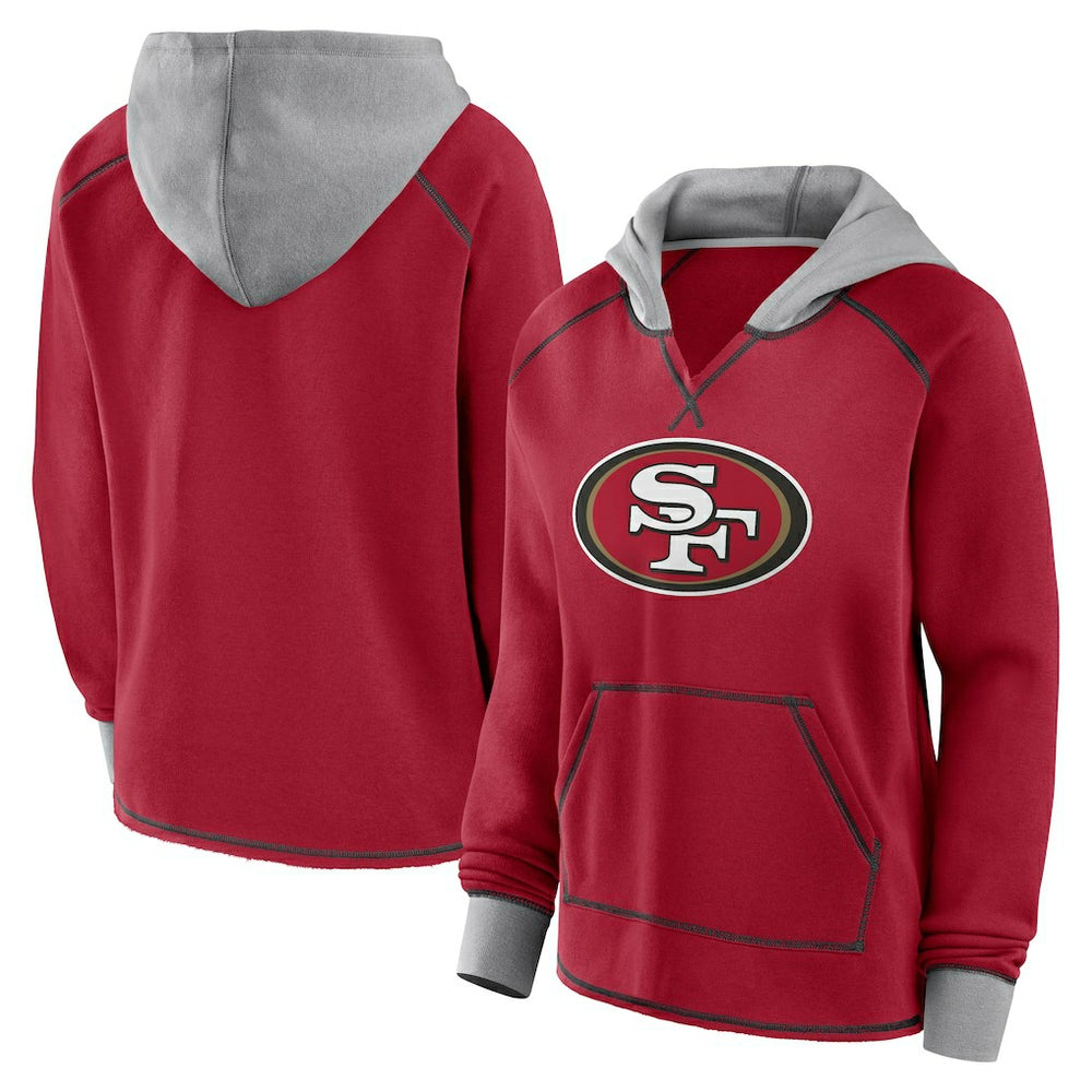 Logo Athletic Women's Boom Fleece Pullover V-Neck Hoodie - San Francisco 49ers Hoodies