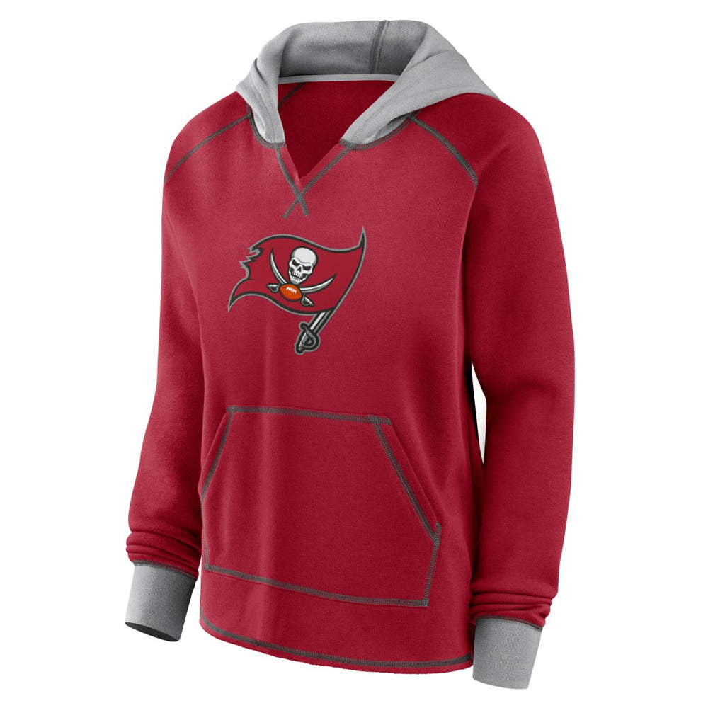 Logo Athletic Women's Boom Fleece Pullover V-Neck Hoodie - Tampa Bay Buccaneers Hoodies