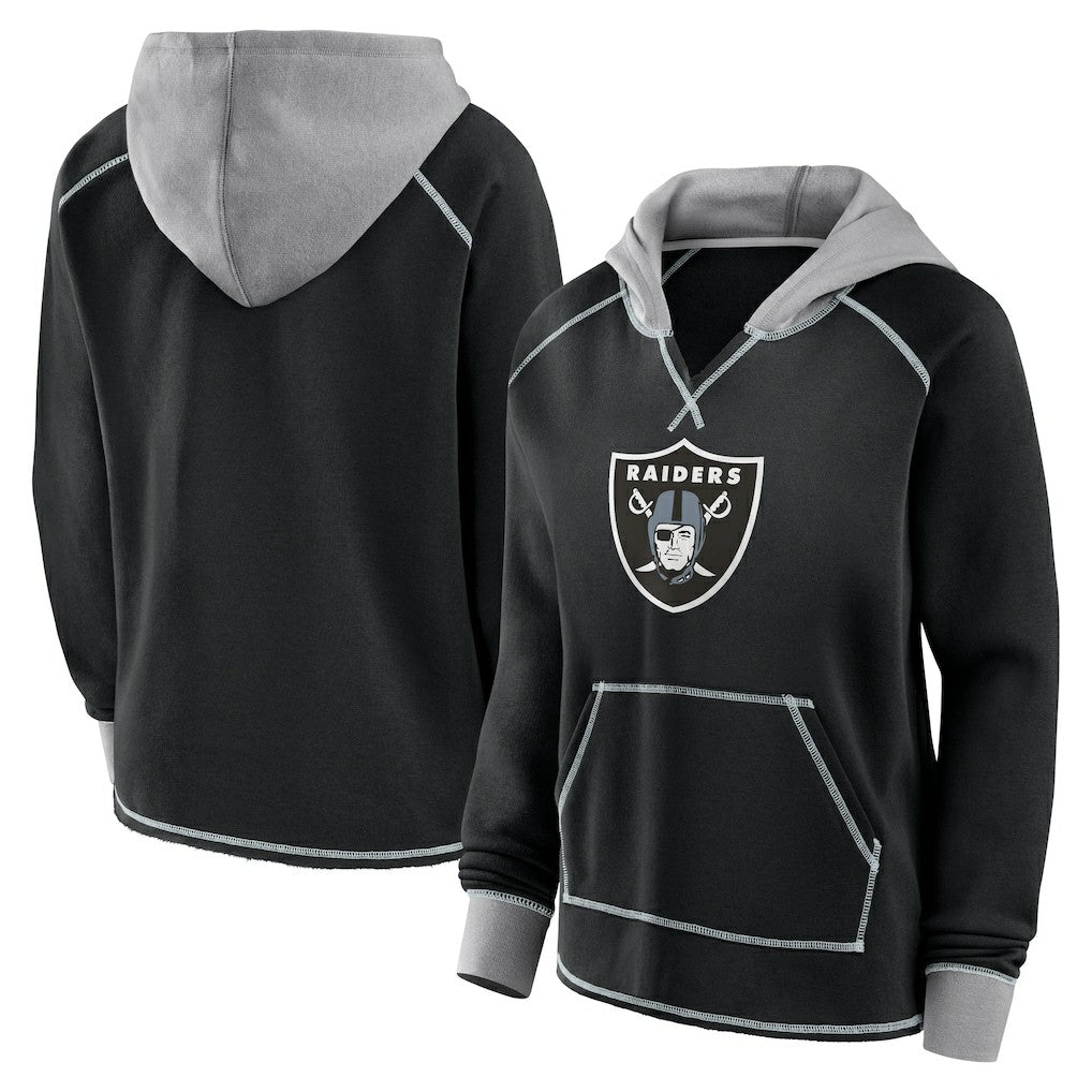 Logo Athletic Women's Boom Fleece Pullover V-Neck Hoodie - Las Vegas Raiders Hoodies