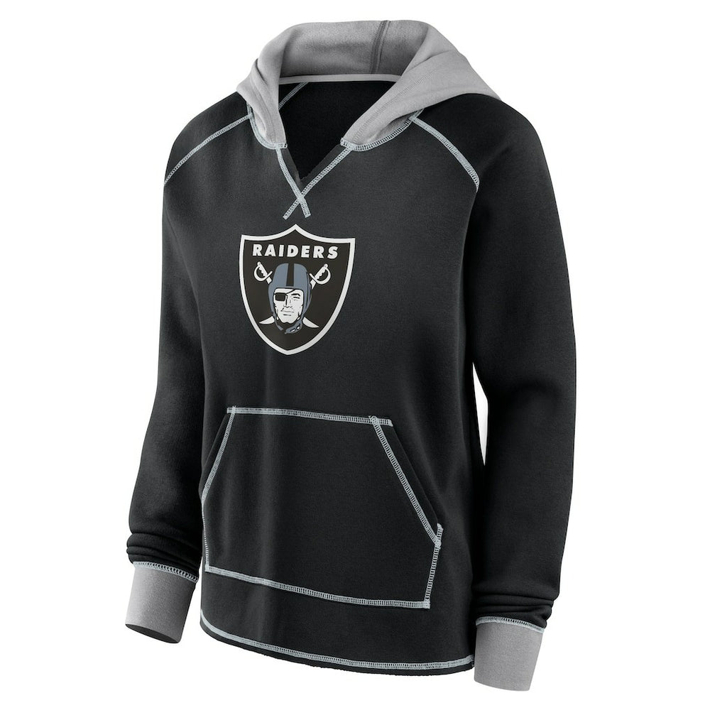 Logo Athletic Women's Boom Fleece Pullover V-Neck Hoodie - Las Vegas Raiders Hoodies