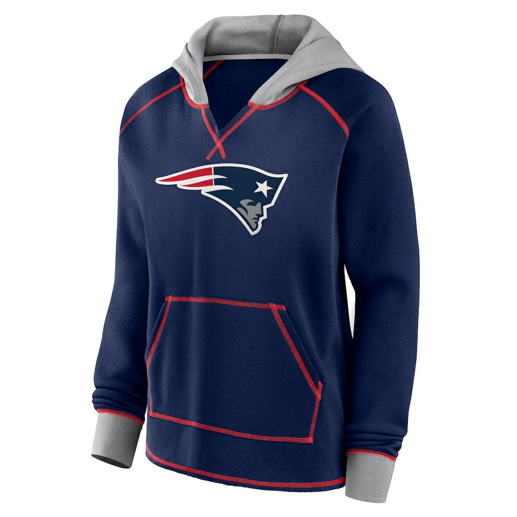 Logo Athletic Women's Boom Fleece Pullover V-Neck Hoodie - New England Patriots Hoodies