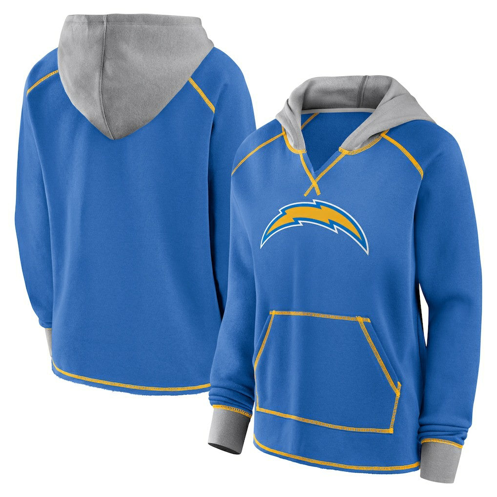 Logo Athletic Women's Boom Fleece Pullover V-Neck Hoodie - Los Angeles Chargers Hoodies