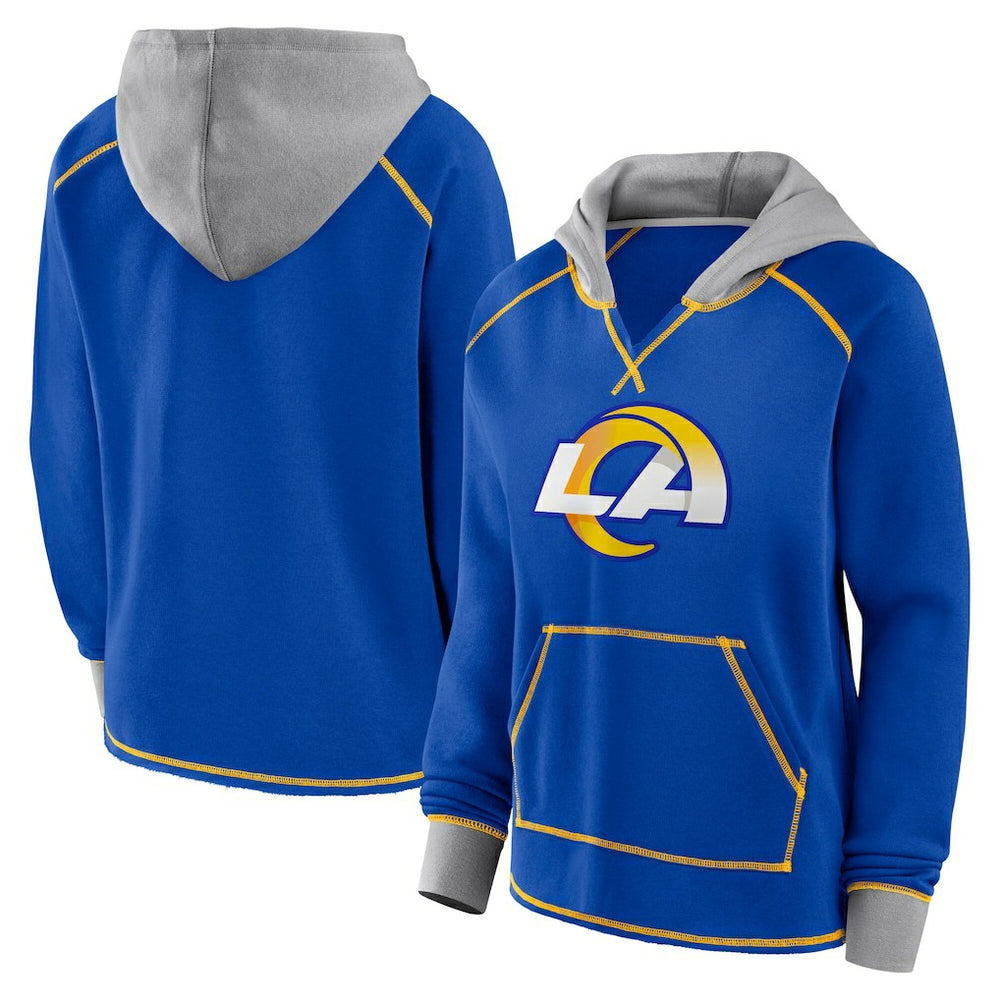 Logo Athletic Women's Boom Fleece Pullover V-Neck Hoodie - Los Angeles Rams Hoodies