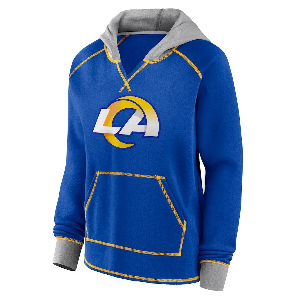 Logo Athletic Women's Boom Fleece Pullover V-Neck Hoodie - Los Angeles Rams Hoodies