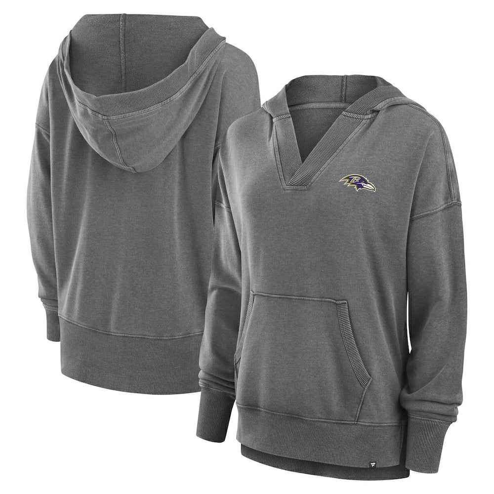 Women's Initiative Snow Wash French Terry V-Neck Pullover Hoodie - Baltimore Ravens Hoodies