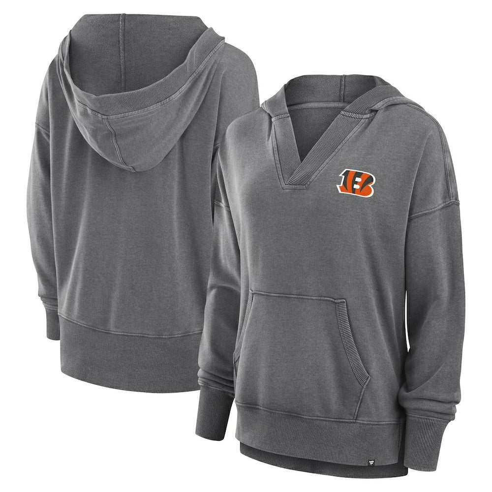 Women's Initiative Snow Wash French Terry V-Neck Pullover Hoodie - Cincinnati Bengals Hoodies