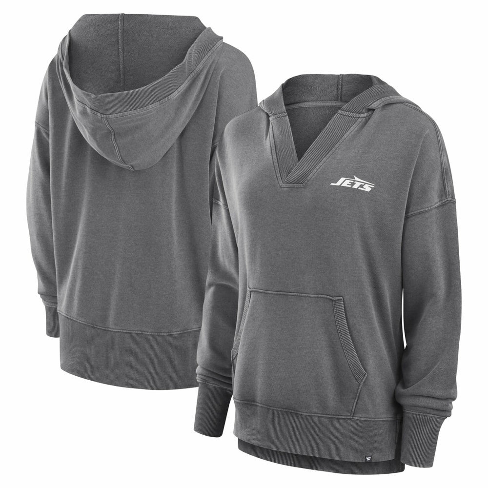 Women's Initiative Snow Wash French Terry V-Neck Pullover Hoodie - New York Jets Hoodies