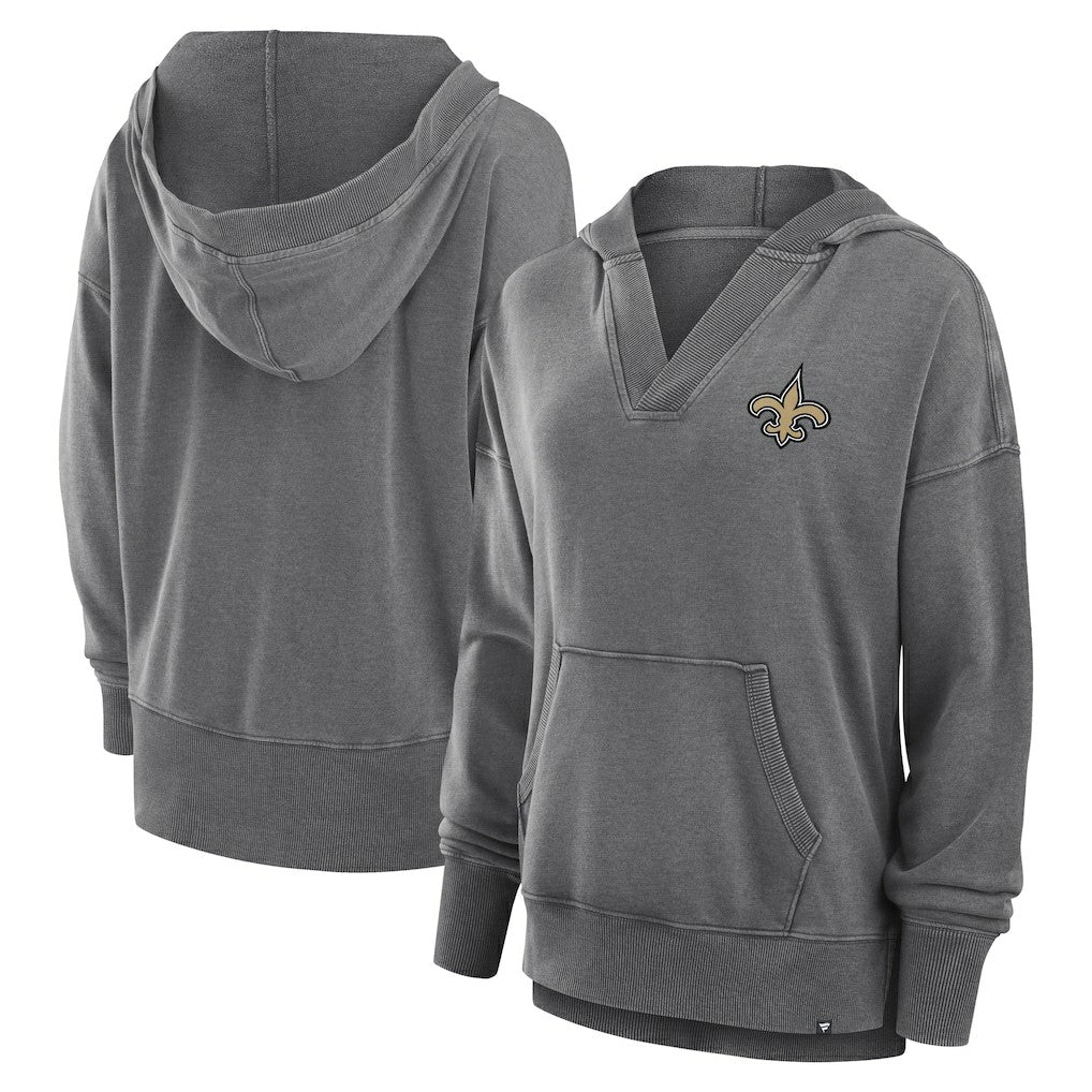 Women's Initiative Snow Wash French Terry V-Neck Pullover Hoodie - New Orleans Saints Hoodies