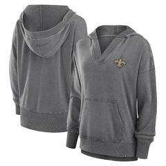 Women's Initiative Snow Wash French Terry V-Neck Pullover Hoodie - New Orleans Saints Hoodies