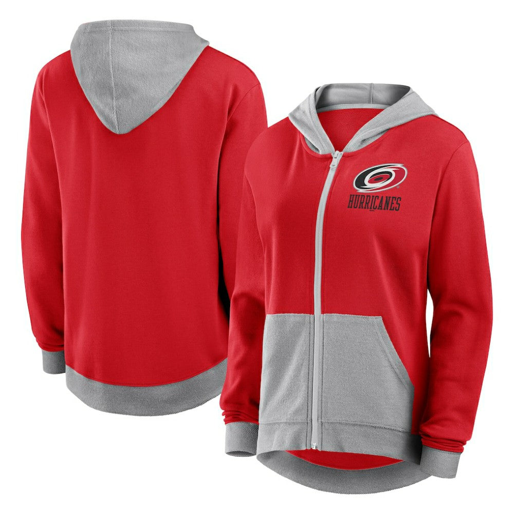 NHL Carolina Hurricanes Logo Athletic Women's Hit It French Terry Full-Zip Hoodie