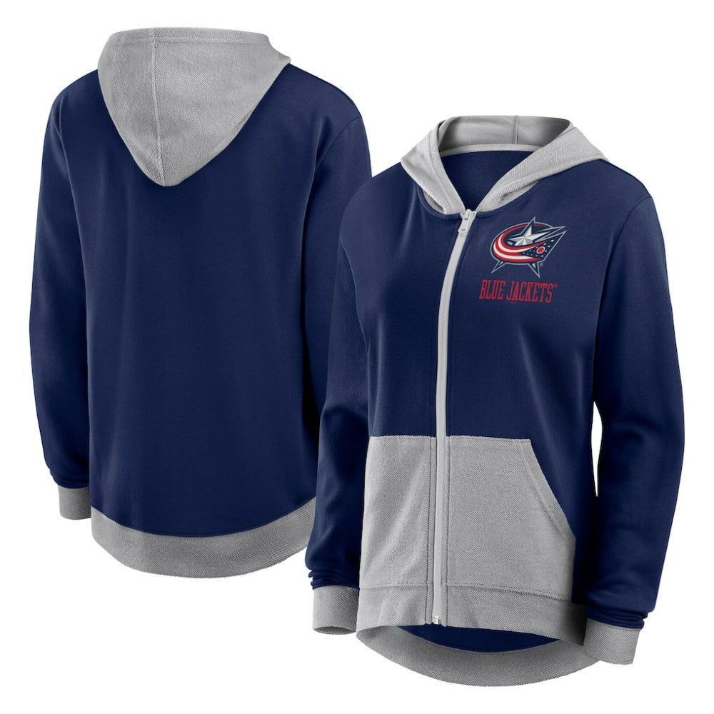 NHL Columbus Blue Jackets Logo Athletic Women's Hit It French Terry Full-Zip Hoodie