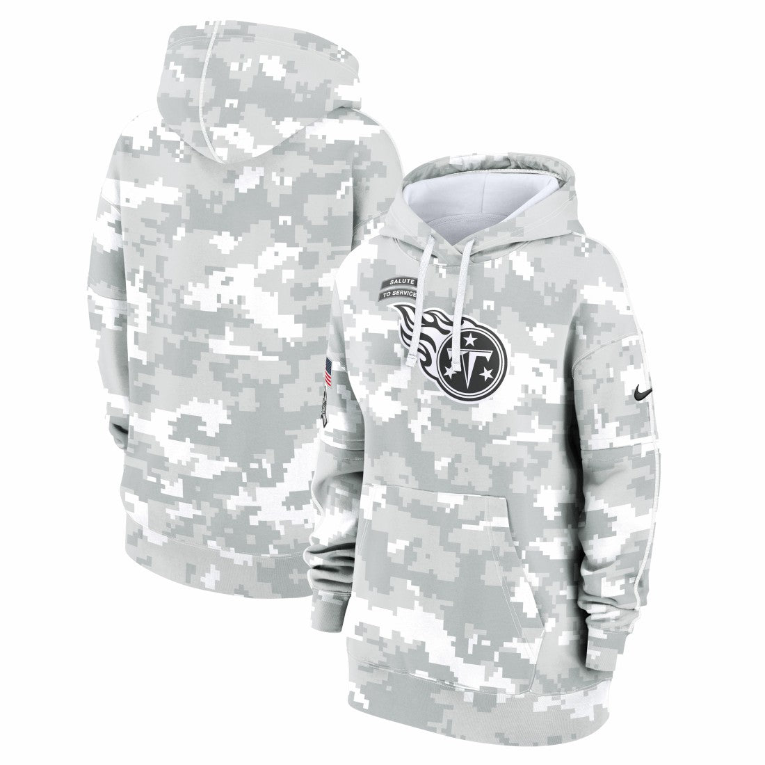 Women's 2024 Salute To Service Club Fleece Oversized Pullover Hoodie - Tennessee Titans Hoodies