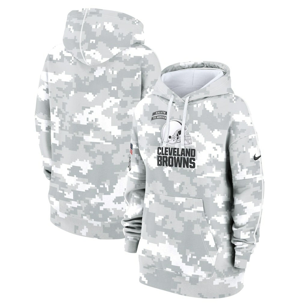 Women's 2024 Salute To Service Club Fleece Oversized Pullover Hoodie - Cleveland Browns Hoodies