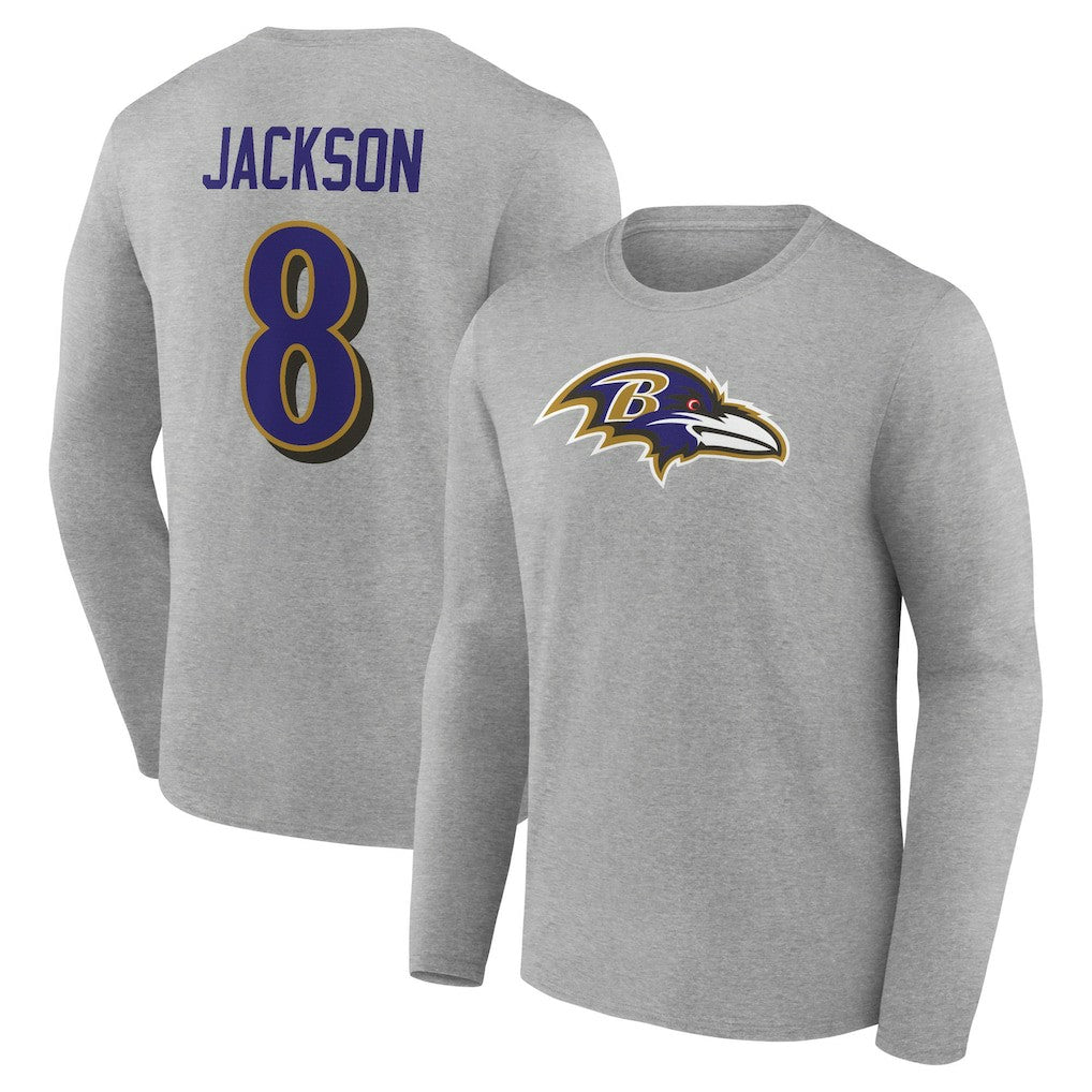 Lamar Jackson  Icon Player Name & Number Long Sleeve T-Shirt - Baltimore Ravens T-shirts