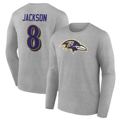 Lamar Jackson  Icon Player Name & Number Long Sleeve T-Shirt - Baltimore Ravens T-shirts