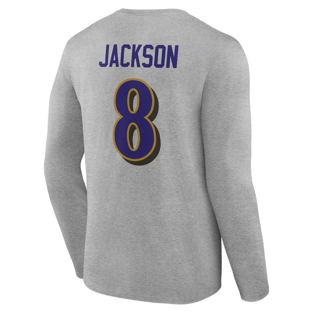 Lamar Jackson  Icon Player Name & Number Long Sleeve T-Shirt - Baltimore Ravens T-shirts