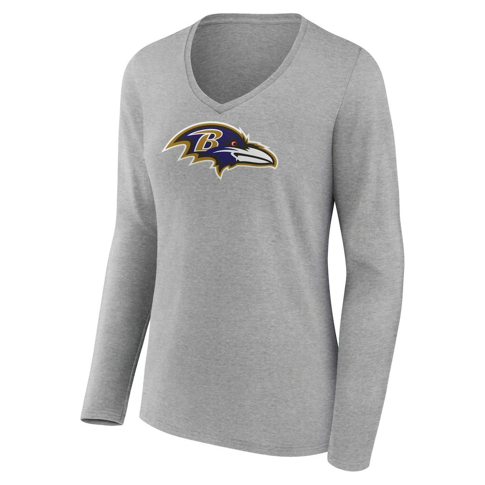 Lamar Jackson  Women's Icon Player Name & Number Long Sleeve V-Neck T-Shirt - Baltimore Ravens T-shirts