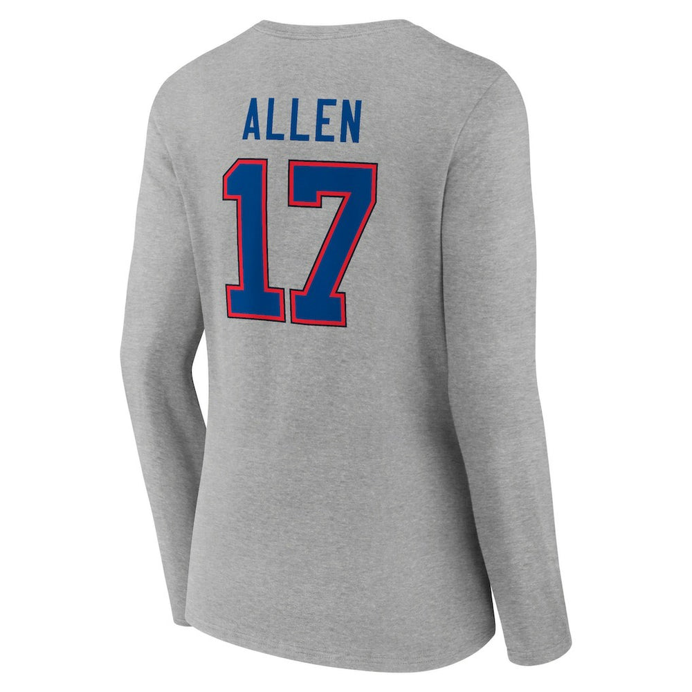 Josh Allen  Women's Icon Player Name & Number Long Sleeve V-Neck T-Shirt - Buffalo Bills T-shirts