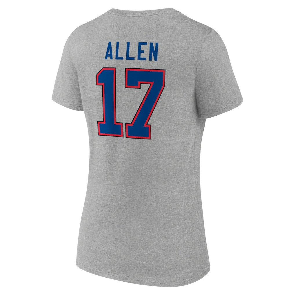 Josh Allen  Women's Icon Player Name & Number V-Neck T-Shirt - Buffalo Bills T-shirts