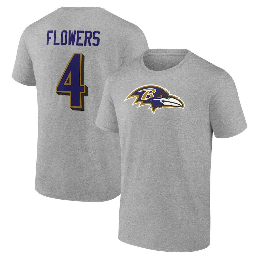 Zay Flowers  Icon Player Name & Number T-Shirt - Baltimore Ravens T-shirts