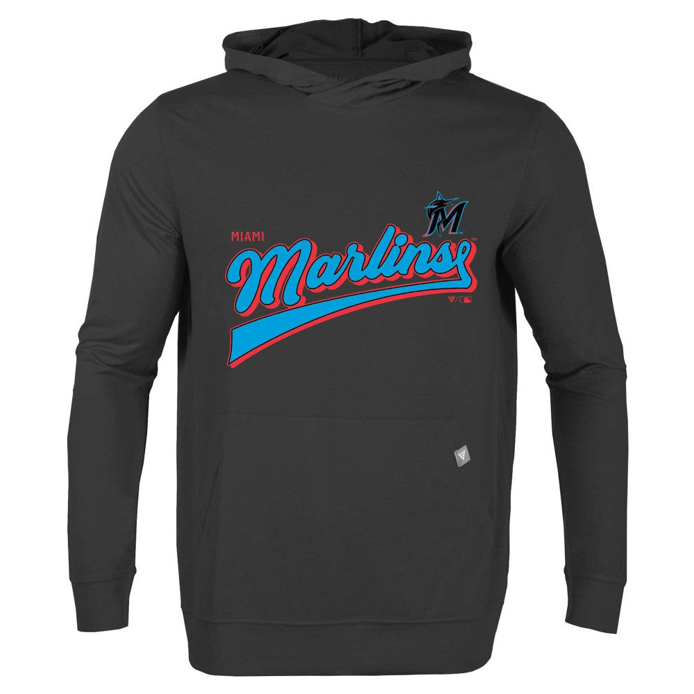 Black Miami Marlins Levelwear  Relay 2.0 Retro Pullover Hoodie