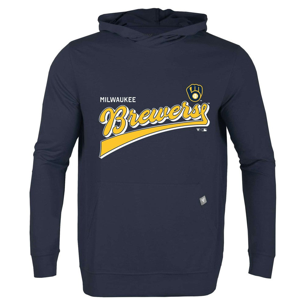 Navy Milwaukee Brewers Levelwear  Relay 2.0 Retro Pullover Hoodie