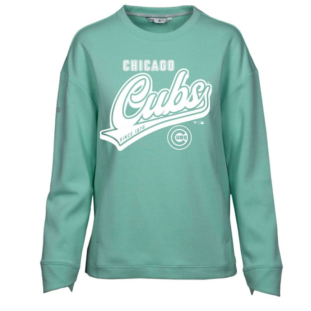 Mint Chicago Cubs Levelwear Women's  Fiona Sweep Pullover Sweatshirt
