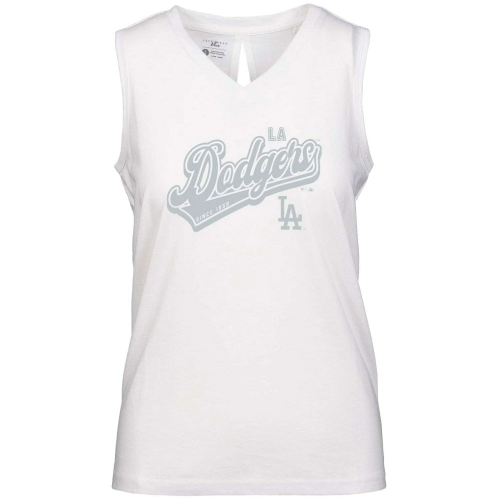 White Los Angeles Dodgers Levelwear Women's  Paisley Sweep V-Neck Tank Top