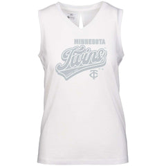 White Minnesota Twins Levelwear Women's  Paisley Sweep V-Neck Tank Top