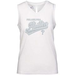 White Philadelphia Phillies Levelwear Women's  Paisley Sweep V-Neck Tank Top