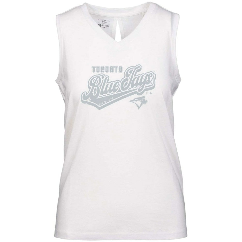 White Toronto Blue Jays Levelwear Women's  Paisley Sweep V-Neck Tank Top