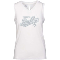 White Toronto Blue Jays Levelwear Women's  Paisley Sweep V-Neck Tank Top