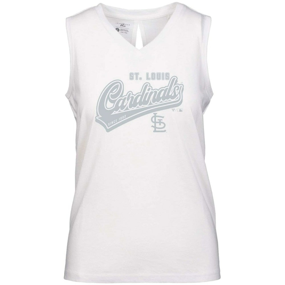 White St. Louis Cardinals Levelwear Women's  Paisley Sweep V-Neck Tank Top
