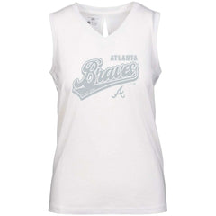 White Atlanta Braves Levelwear Women's  Paisley Sweep V-Neck Tank Top