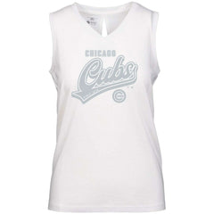 White Chicago Cubs Levelwear Women's  Paisley Sweep V-Neck Tank Top