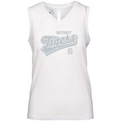 White Detroit Tigers Levelwear Women's  Paisley Sweep V-Neck Tank Top