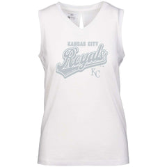 White Kansas City Royals Levelwear Women's  Paisley Sweep V-Neck Tank Top
