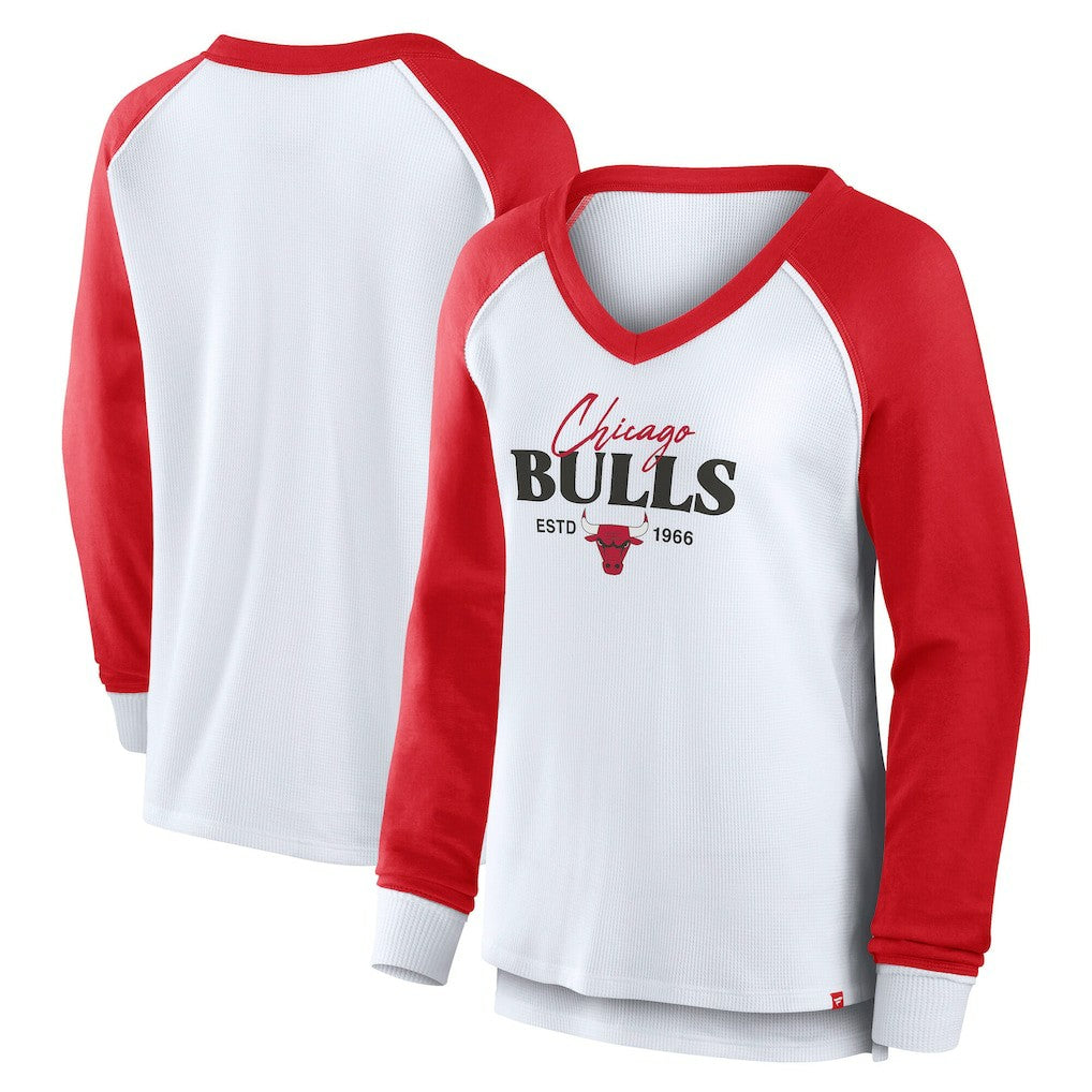 Fanatics Chicago Bulls Women's Open Lane Waffle Long Sleeve V-Neck T-Shirt sale