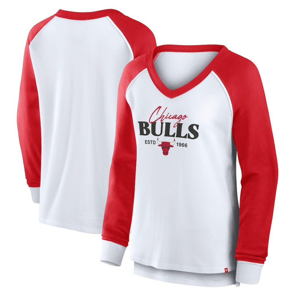 Fanatics Chicago Bulls Women's Open Lane Waffle Long Sleeve V-Neck T-Shirt sale